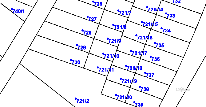 Parcela st. 721/10 v KÚ Rychnov u Jablonce nad Nisou, Katastrální mapa