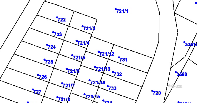 Parcela st. 721/12 v KÚ Rychnov u Jablonce nad Nisou, Katastrální mapa