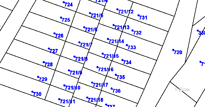 Parcela st. 721/15 v KÚ Rychnov u Jablonce nad Nisou, Katastrální mapa