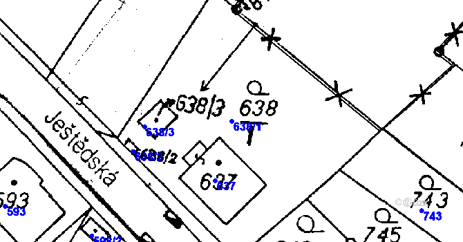 Parcela st. 638/1 v KÚ Rychnov u Jablonce nad Nisou, Katastrální mapa