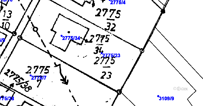Parcela st. 2775/23 v KÚ Rychnov u Jablonce nad Nisou, Katastrální mapa