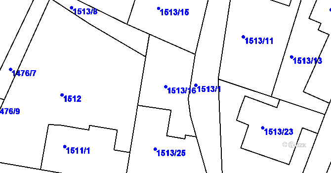 Parcela st. 1513/16 v KÚ Rychnov u Jablonce nad Nisou, Katastrální mapa