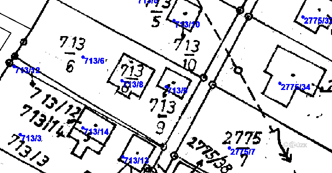 Parcela st. 713/9 v KÚ Rychnov u Jablonce nad Nisou, Katastrální mapa