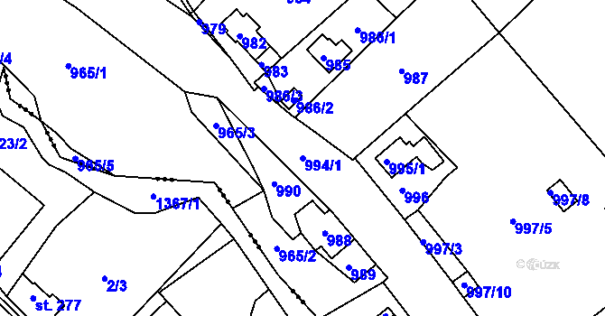 Parcela st. 994/1 v KÚ Rychnov u Jablonce nad Nisou, Katastrální mapa