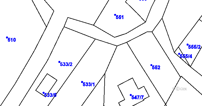Parcela st. 539/1 v KÚ Rychnov u Jablonce nad Nisou, Katastrální mapa