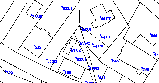 Parcela st. 539/2 v KÚ Rychnov u Jablonce nad Nisou, Katastrální mapa