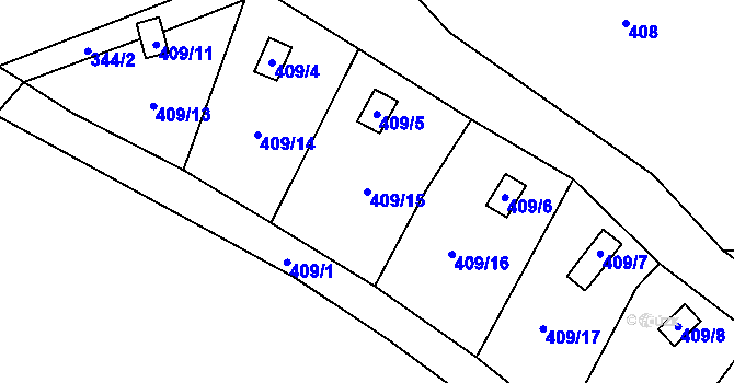 Parcela st. 409/15 v KÚ Rychnov u Jablonce nad Nisou, Katastrální mapa