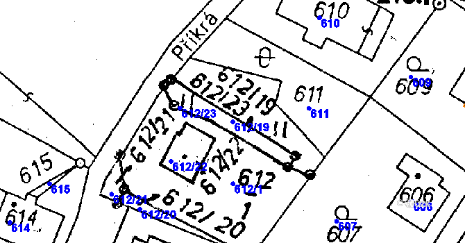 Parcela st. 612/19 v KÚ Rychnov u Jablonce nad Nisou, Katastrální mapa