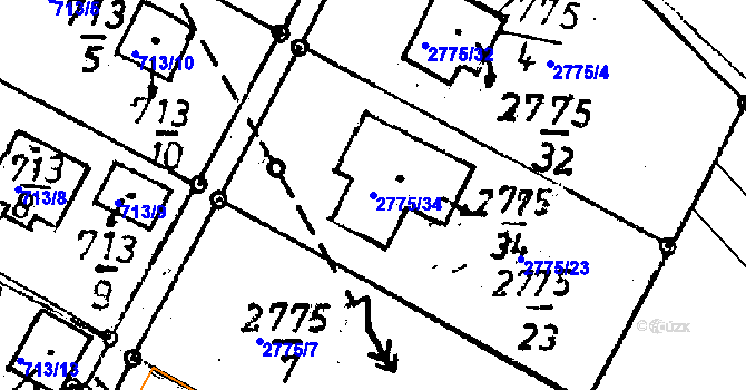 Parcela st. 2775/34 v KÚ Rychnov u Jablonce nad Nisou, Katastrální mapa