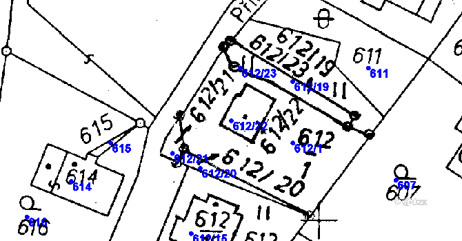 Parcela st. 612/22 v KÚ Rychnov u Jablonce nad Nisou, Katastrální mapa