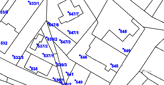 Parcela st. 547/5 v KÚ Rychnov u Jablonce nad Nisou, Katastrální mapa