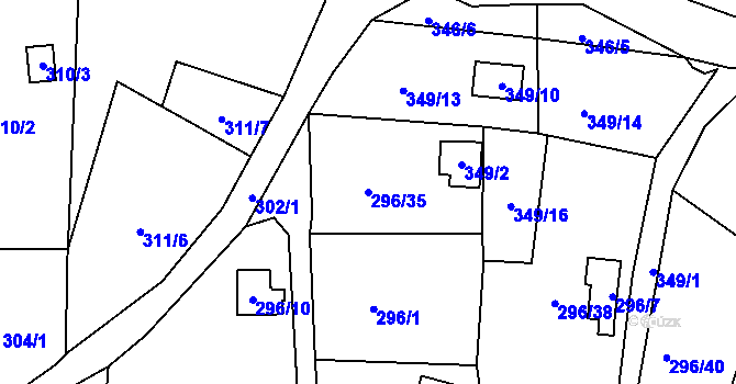Parcela st. 296/35 v KÚ Rychnov u Jablonce nad Nisou, Katastrální mapa