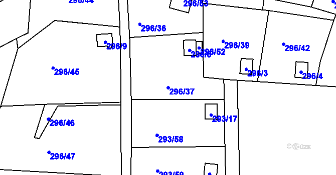 Parcela st. 296/37 v KÚ Rychnov u Jablonce nad Nisou, Katastrální mapa