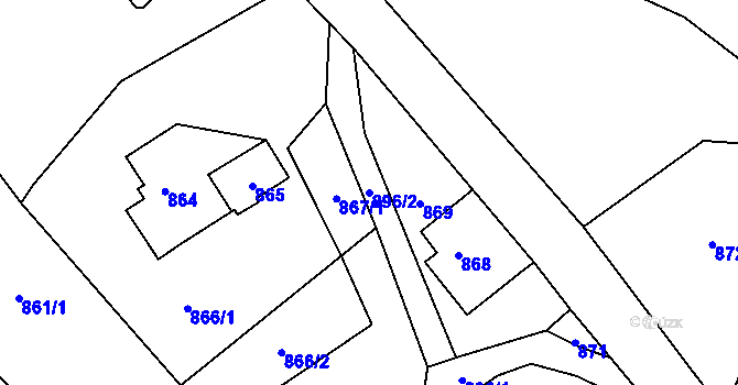 Parcela st. 896/2 v KÚ Rychnov u Jablonce nad Nisou, Katastrální mapa