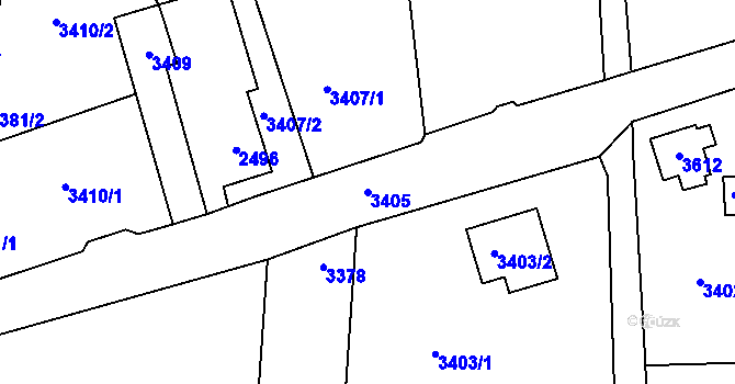 Parcela st. 3405 v KÚ Rychnov u Jablonce nad Nisou, Katastrální mapa