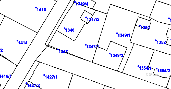 Parcela st. 1347/1 v KÚ Rychnov u Jablonce nad Nisou, Katastrální mapa