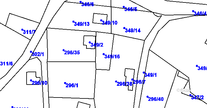 Parcela st. 349/16 v KÚ Rychnov u Jablonce nad Nisou, Katastrální mapa