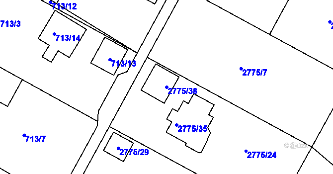 Parcela st. 2775/38 v KÚ Rychnov u Jablonce nad Nisou, Katastrální mapa