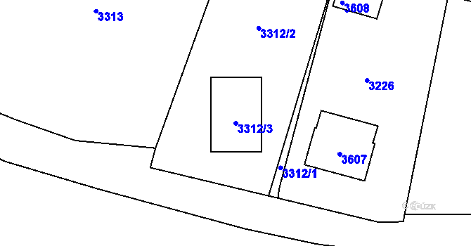 Parcela st. 3312/3 v KÚ Rychnov u Jablonce nad Nisou, Katastrální mapa