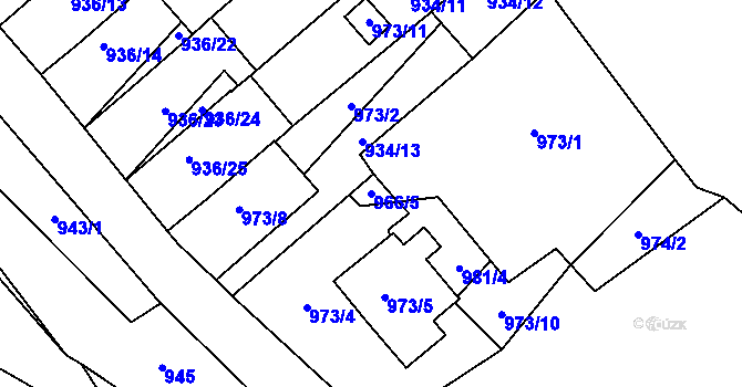 Parcela st. 966/5 v KÚ Rychnov u Jablonce nad Nisou, Katastrální mapa
