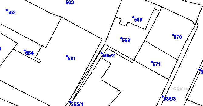 Parcela st. 565/2 v KÚ Rychnov u Jablonce nad Nisou, Katastrální mapa
