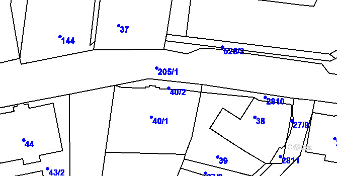Parcela st. 40/2 v KÚ Rychnov u Jablonce nad Nisou, Katastrální mapa