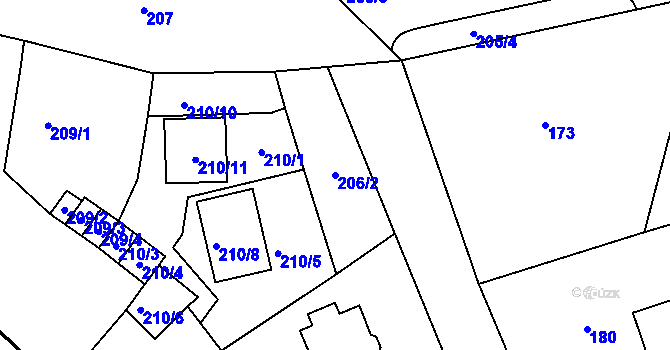 Parcela st. 206/2 v KÚ Rychnov u Jablonce nad Nisou, Katastrální mapa