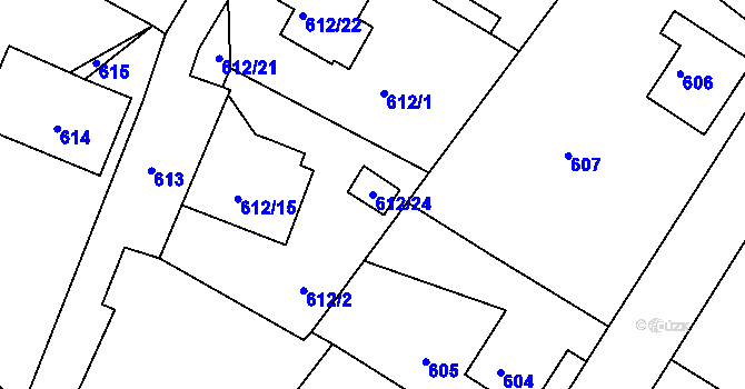 Parcela st. 612/24 v KÚ Rychnov u Jablonce nad Nisou, Katastrální mapa