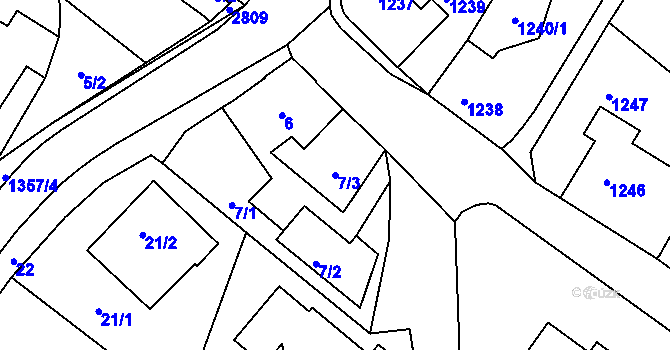 Parcela st. 7/3 v KÚ Rychnov u Jablonce nad Nisou, Katastrální mapa