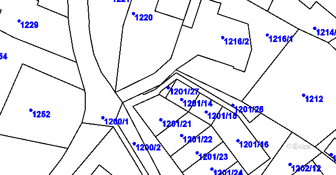 Parcela st. 1201/27 v KÚ Rychnov u Jablonce nad Nisou, Katastrální mapa