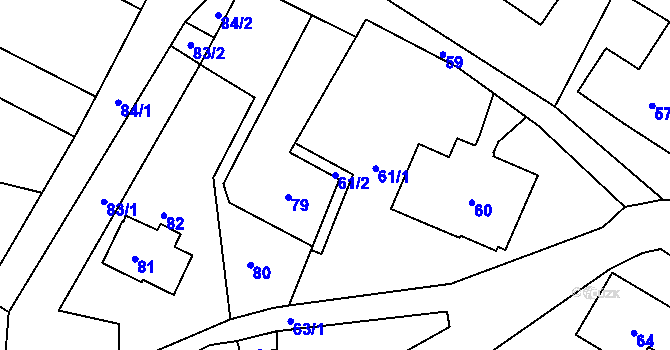 Parcela st. 61/2 v KÚ Rychnov u Jablonce nad Nisou, Katastrální mapa