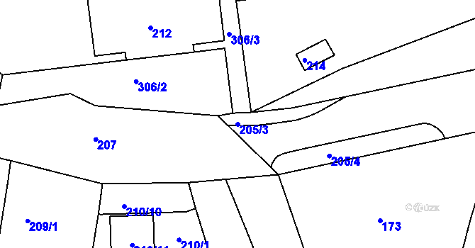 Parcela st. 205/3 v KÚ Rychnov u Jablonce nad Nisou, Katastrální mapa