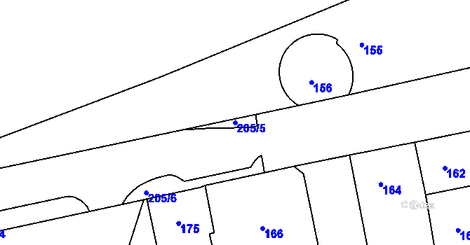 Parcela st. 205/5 v KÚ Rychnov u Jablonce nad Nisou, Katastrální mapa