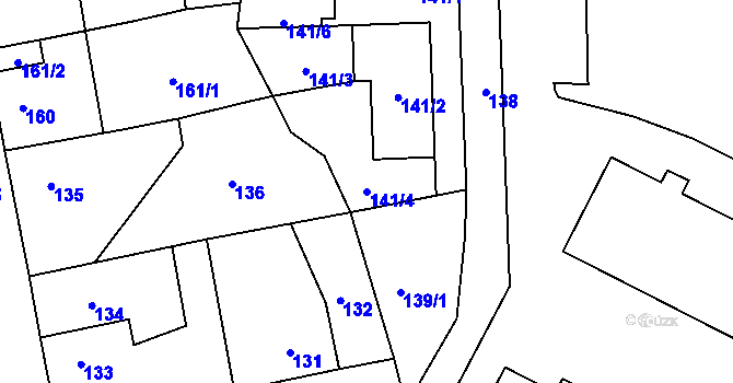 Parcela st. 141/4 v KÚ Rychnov u Jablonce nad Nisou, Katastrální mapa