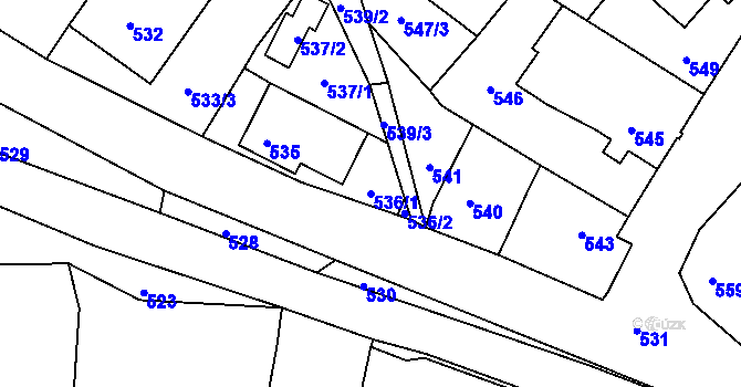 Parcela st. 536/1 v KÚ Rychnov u Jablonce nad Nisou, Katastrální mapa