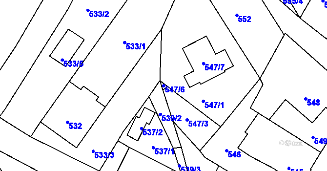 Parcela st. 547/6 v KÚ Rychnov u Jablonce nad Nisou, Katastrální mapa