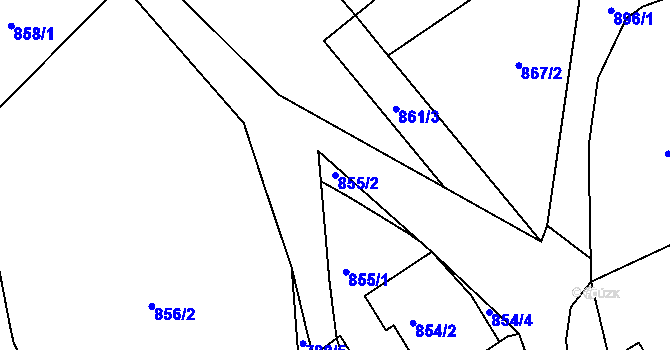Parcela st. 855/2 v KÚ Rychnov u Jablonce nad Nisou, Katastrální mapa
