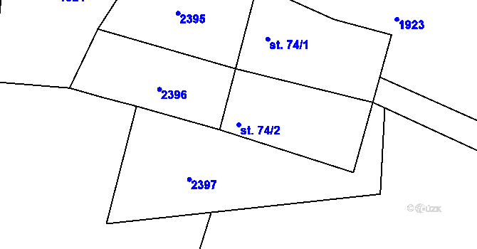 Parcela st. 74/2 v KÚ Rychnov u Nových Hradů, Katastrální mapa