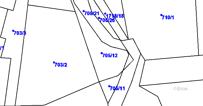 Parcela st. 705/12 v KÚ Rychnov u Nových Hradů, Katastrální mapa