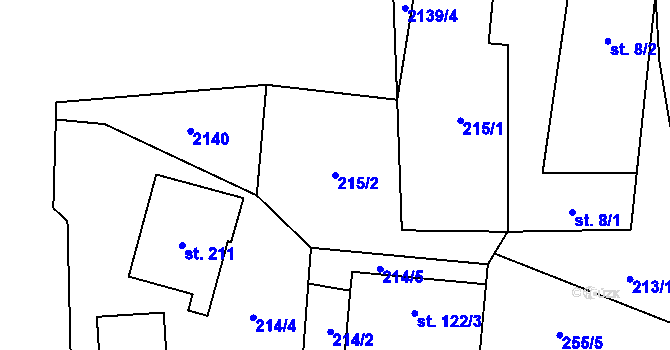 Parcela st. 215/2 v KÚ Rychnov u Nových Hradů, Katastrální mapa