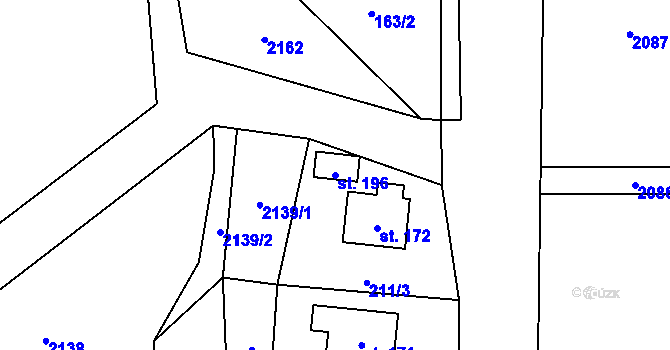 Parcela st. 196 v KÚ Rychnov u Nových Hradů, Katastrální mapa