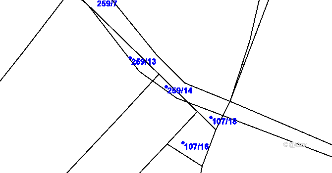 Parcela st. 259/14 v KÚ Doubravice u České Skalice, Katastrální mapa