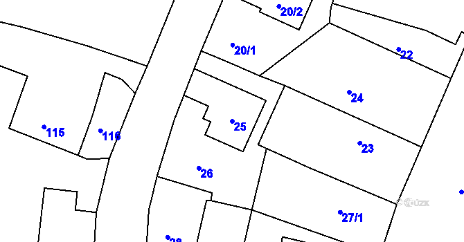 Parcela st. 25 v KÚ Rychnovek, Katastrální mapa