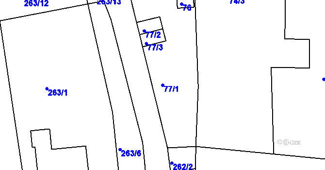 Parcela st. 77/1 v KÚ Rychnovek, Katastrální mapa
