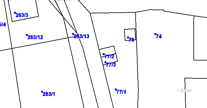 Parcela st. 77/2 v KÚ Rychnovek, Katastrální mapa