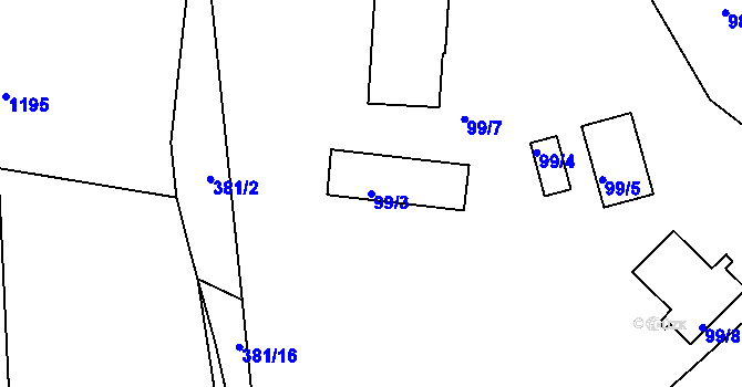 Parcela st. 99/3 v KÚ Rychnovek, Katastrální mapa