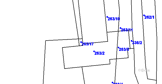 Parcela st. 263/17 v KÚ Rychnovek, Katastrální mapa