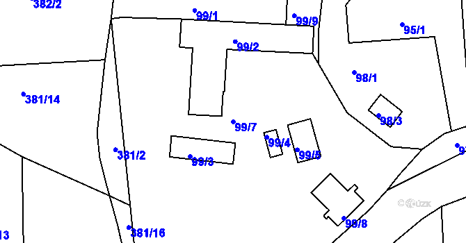 Parcela st. 99/7 v KÚ Rychnovek, Katastrální mapa