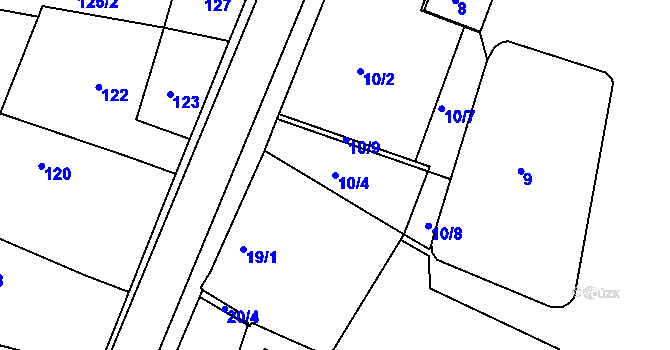 Parcela st. 10/4 v KÚ Rychnovek, Katastrální mapa