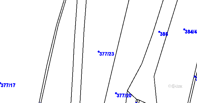 Parcela st. 377/23 v KÚ Rychnovek, Katastrální mapa